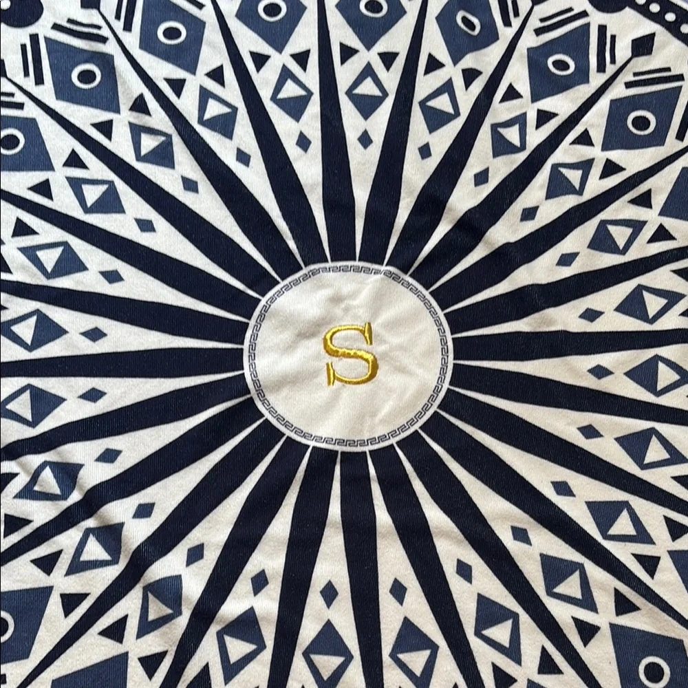 Blue and White Circular Beach Towel